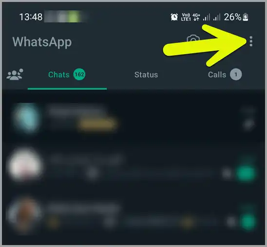 WhatsaApp Menu button