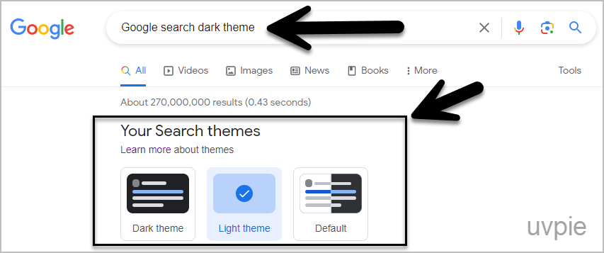 Google Search Light theme mode prompt