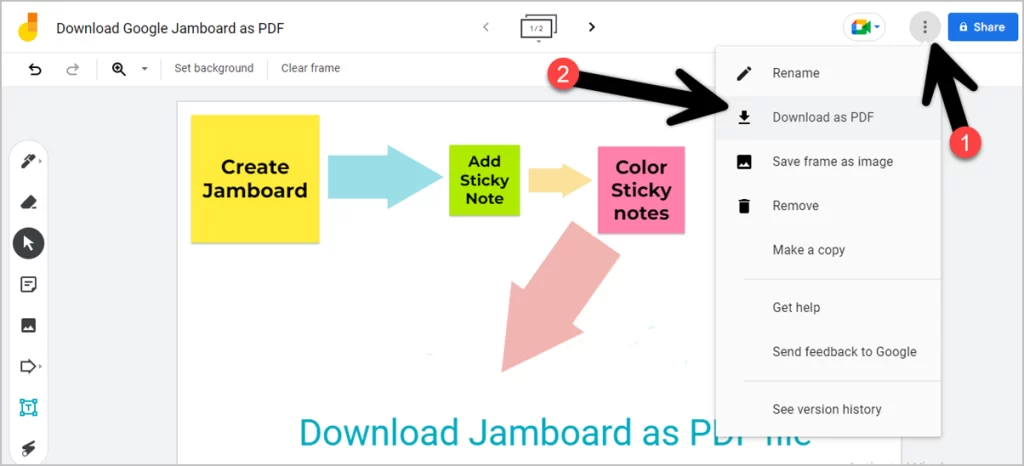 Jamboard Menu Download as PDF